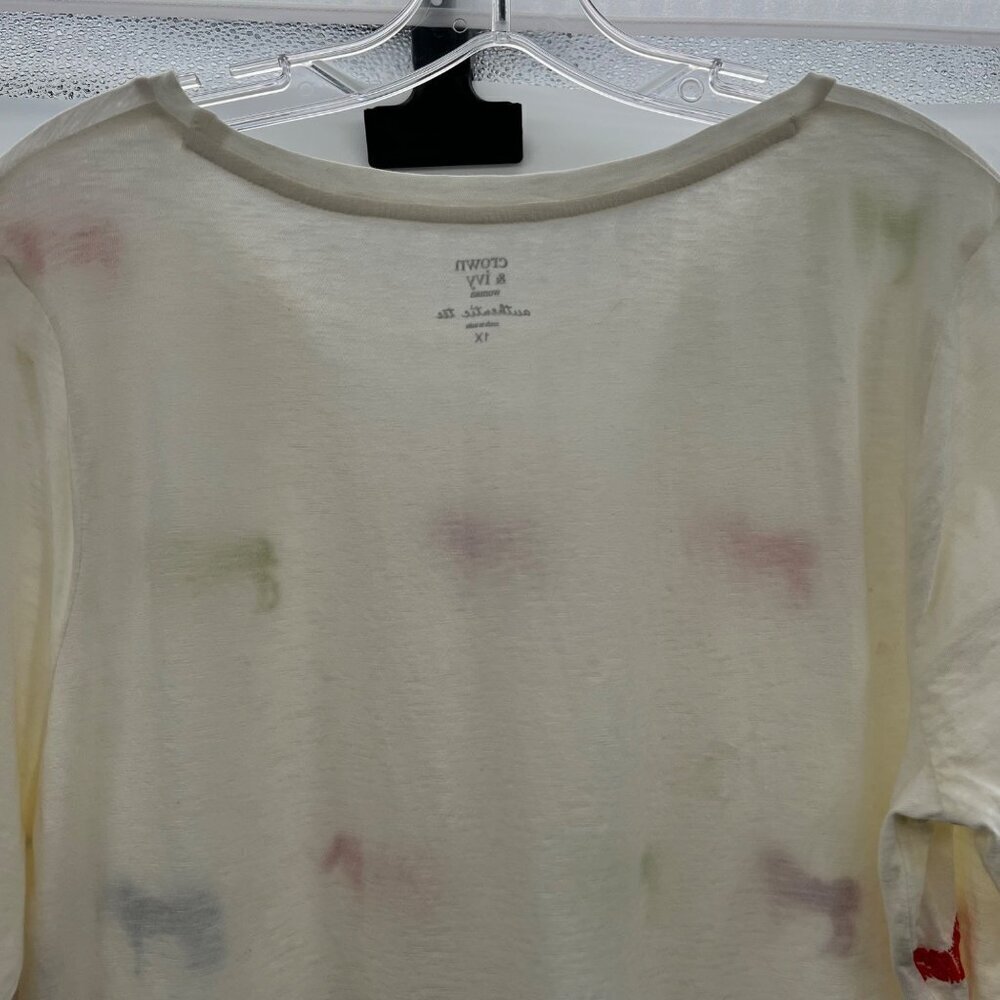 Crown & Ivy Embroidered Print Top Long Sleeve Multicolor Size 1X New - Picture 6 of 9